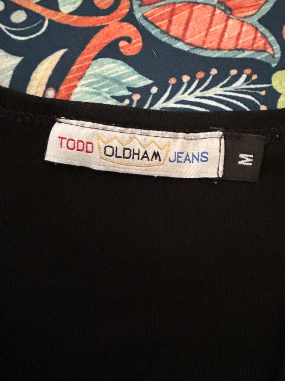 Todd Oldham Jeans Black Top - Logo Neckline